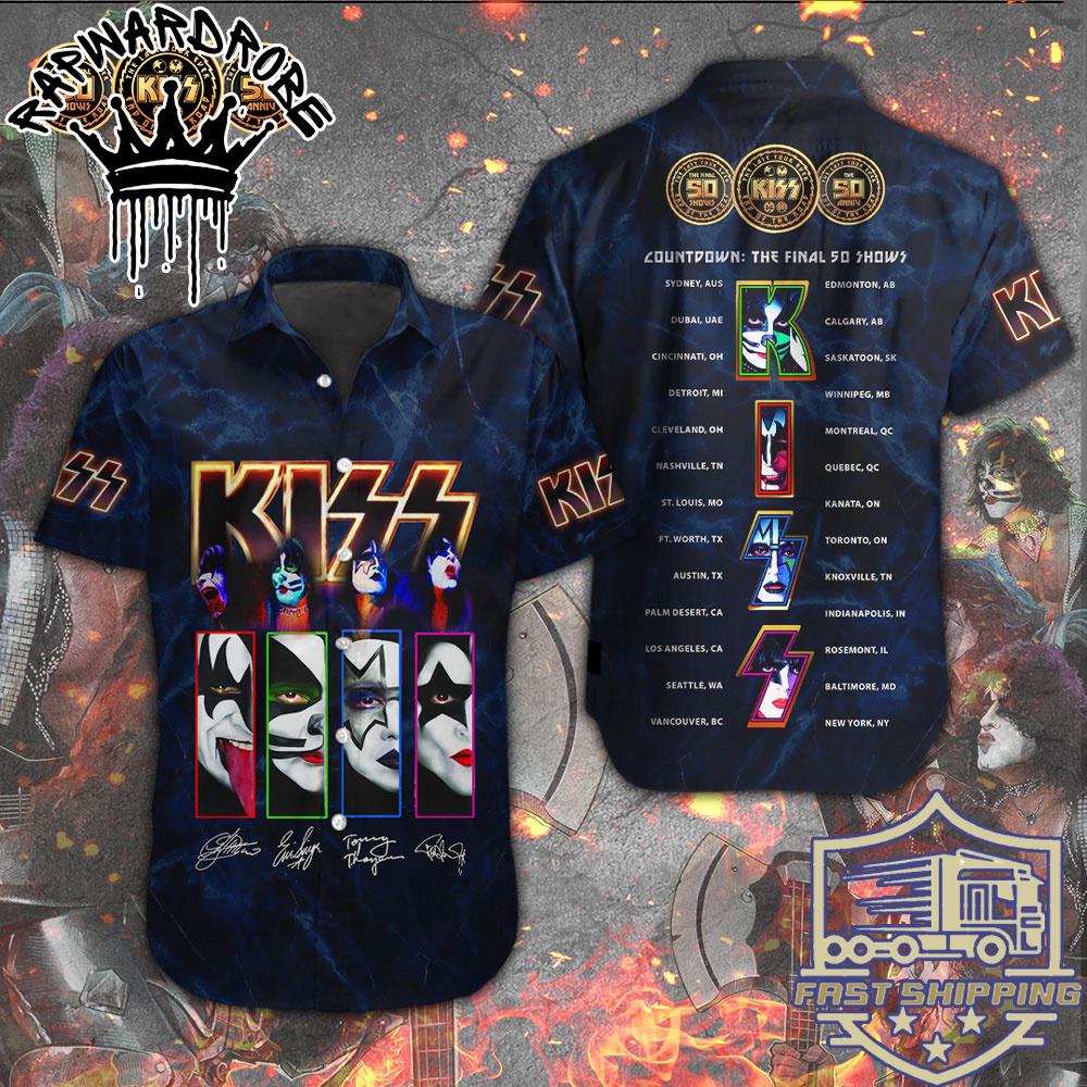 Kiss Band Logo Signature Hawaiian Shirt