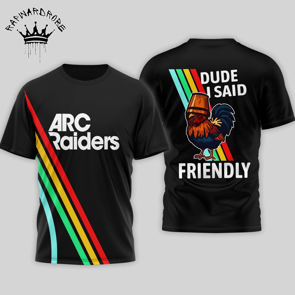 Arc Raiders Retro Stripe Gaming Inspired Graphic T Shirt
