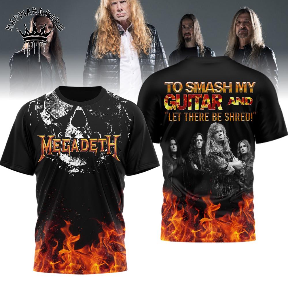 Megadeth To Smash My Guitar Thrash Metal Flame Graphic T Shirt