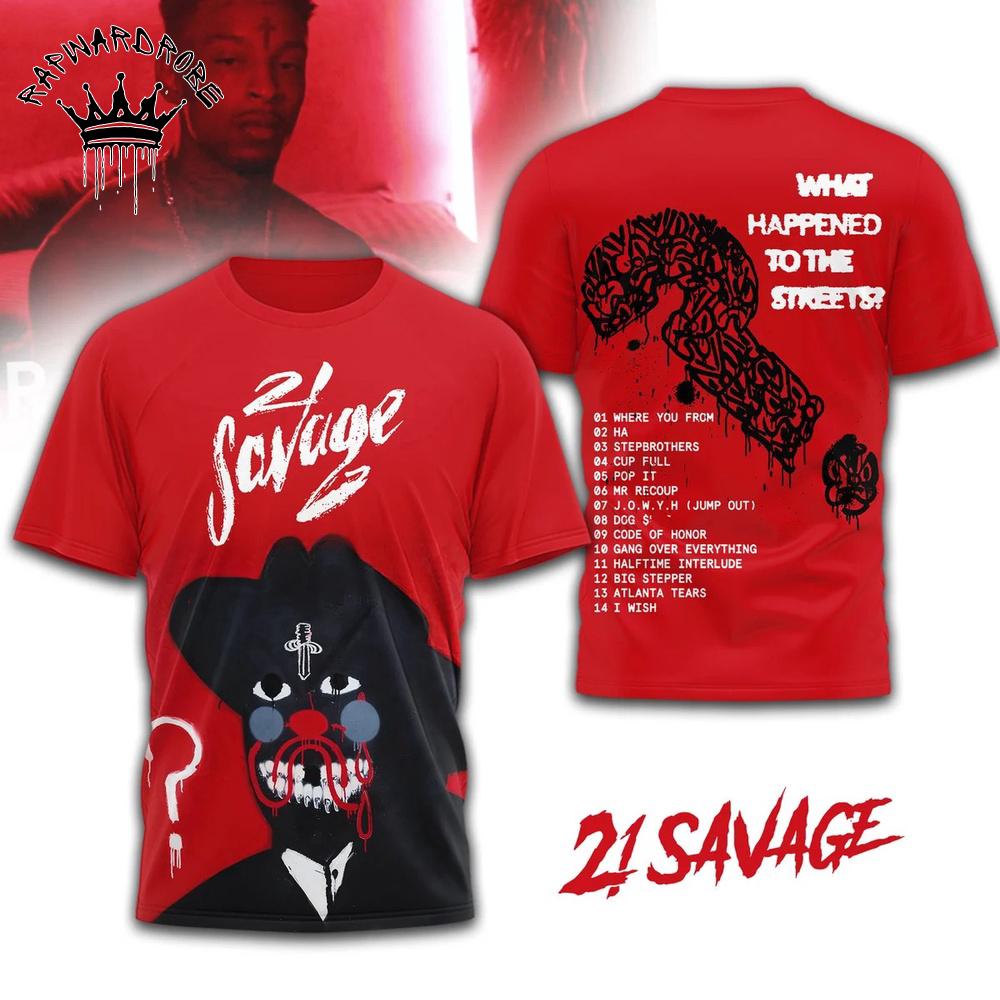 21 Savage Savage Red Tour Back Print Graphic T-Shirt