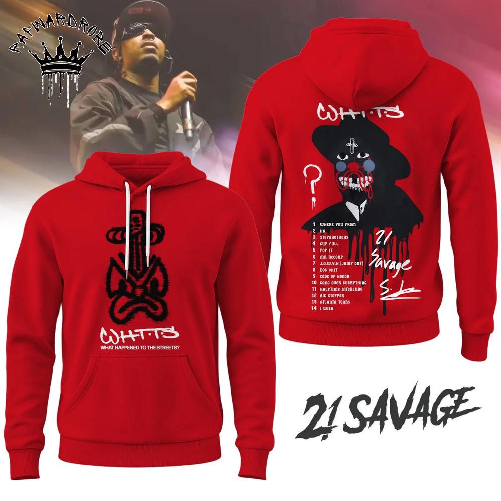 21 Savage Tour Graphic Red Pullover Hoodie
