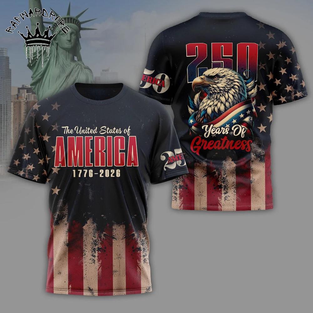 America 250 Years Statue Of Liberty Eagle Flag Graphic T-Shirt