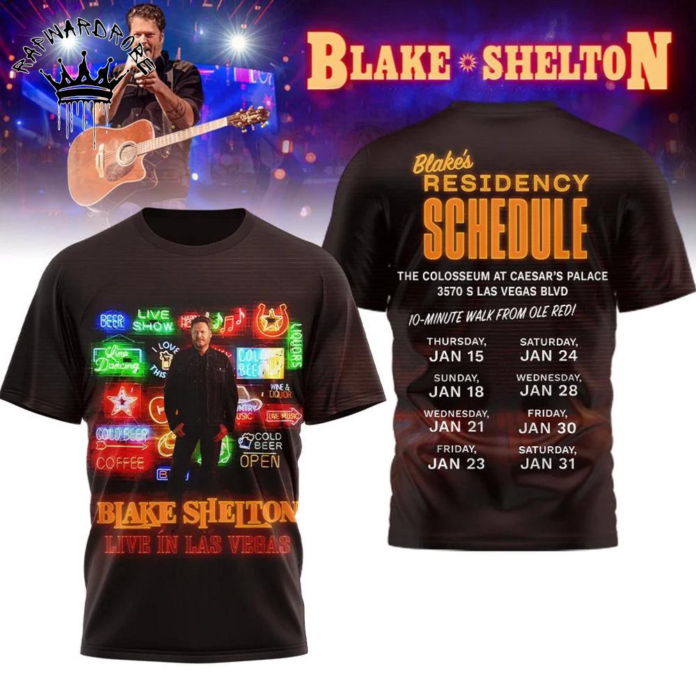 Blake Shelton Residency Schedule Tour Graphic T-Shirt