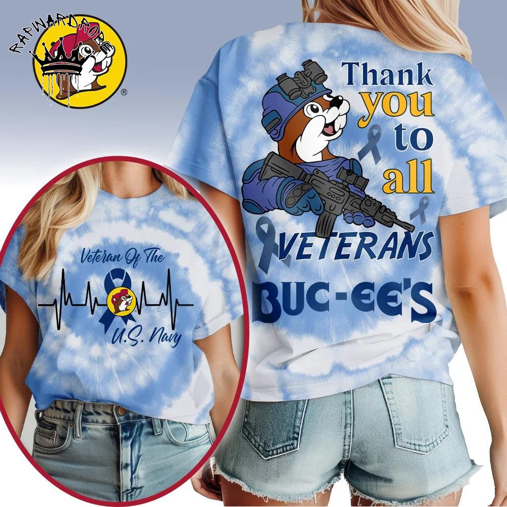 Buc-Ee'S Thank You Veterans Tie Dye Graphic T-Shirt