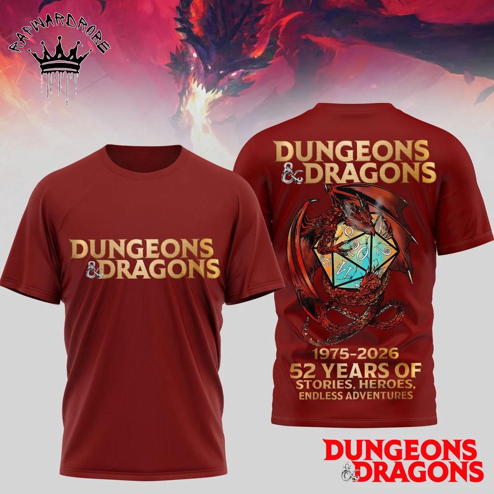Dungeons & Dragons 52 Years Anniversary Dice Fantasy Graphic T-Shirt