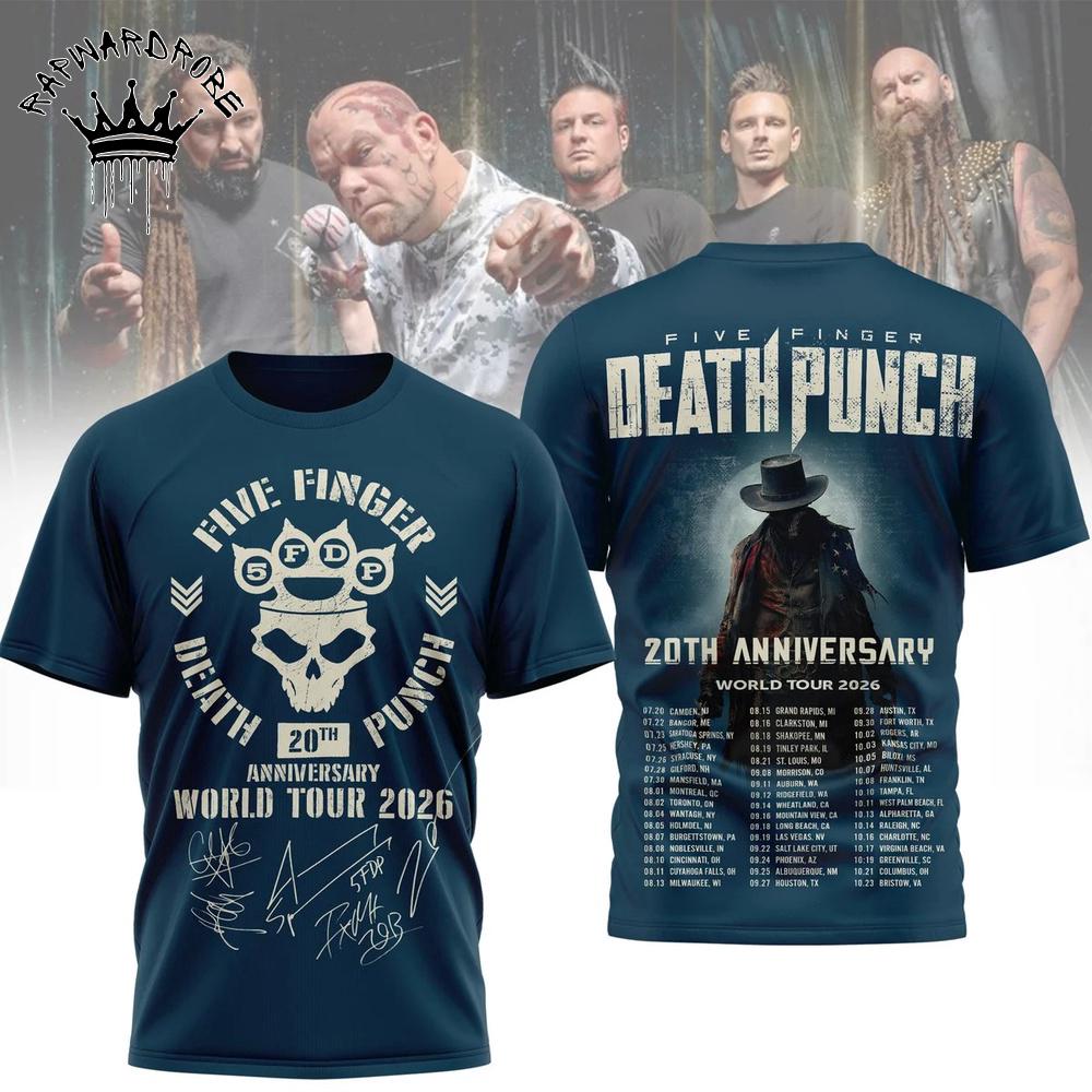 Five Finger Death Punch 20Th Anniversary Tour T-Shirt, Heavy Metal Band Fan Tee