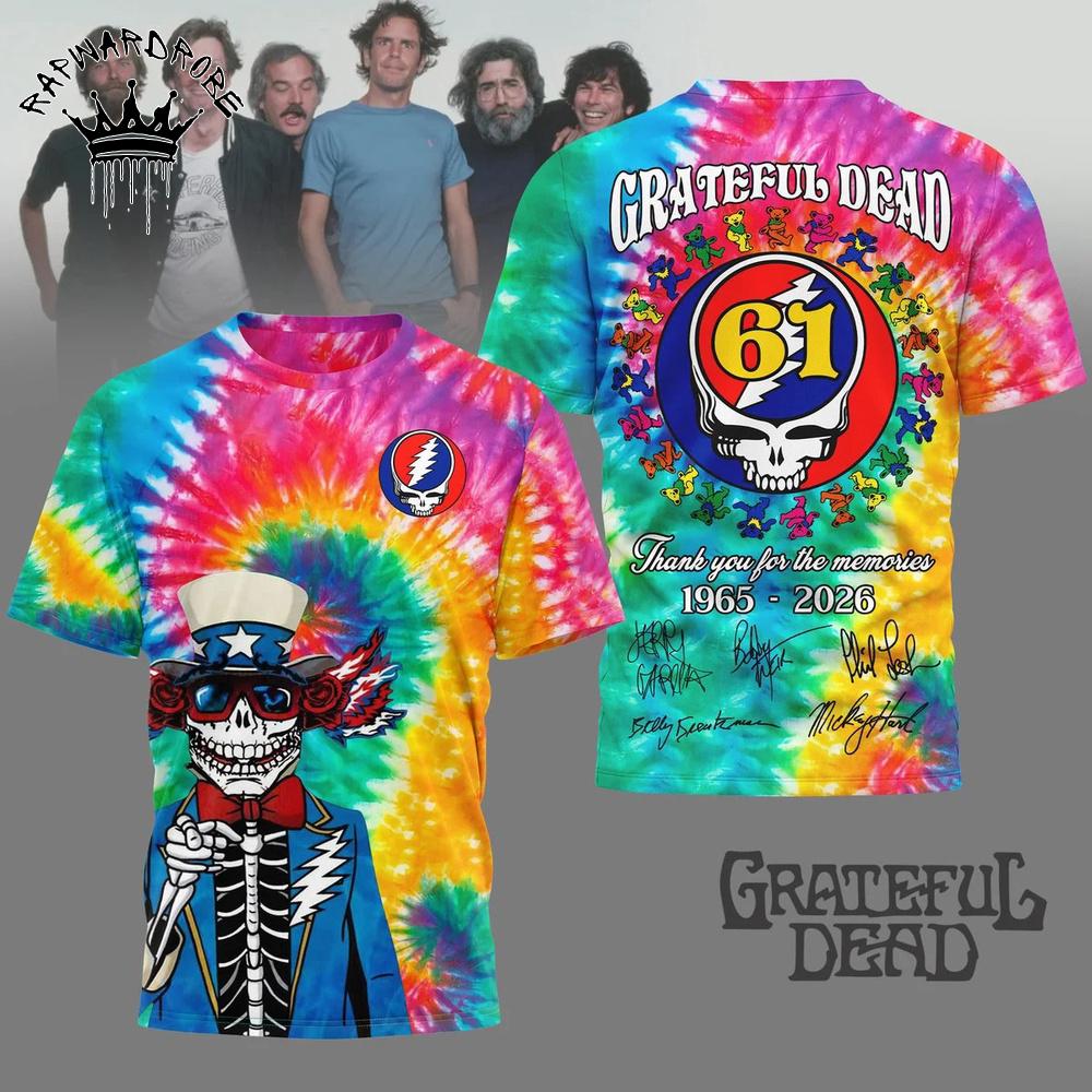 Grateful Dead 61St Anniversary Tie Dye Skull Graphic T-Shirt