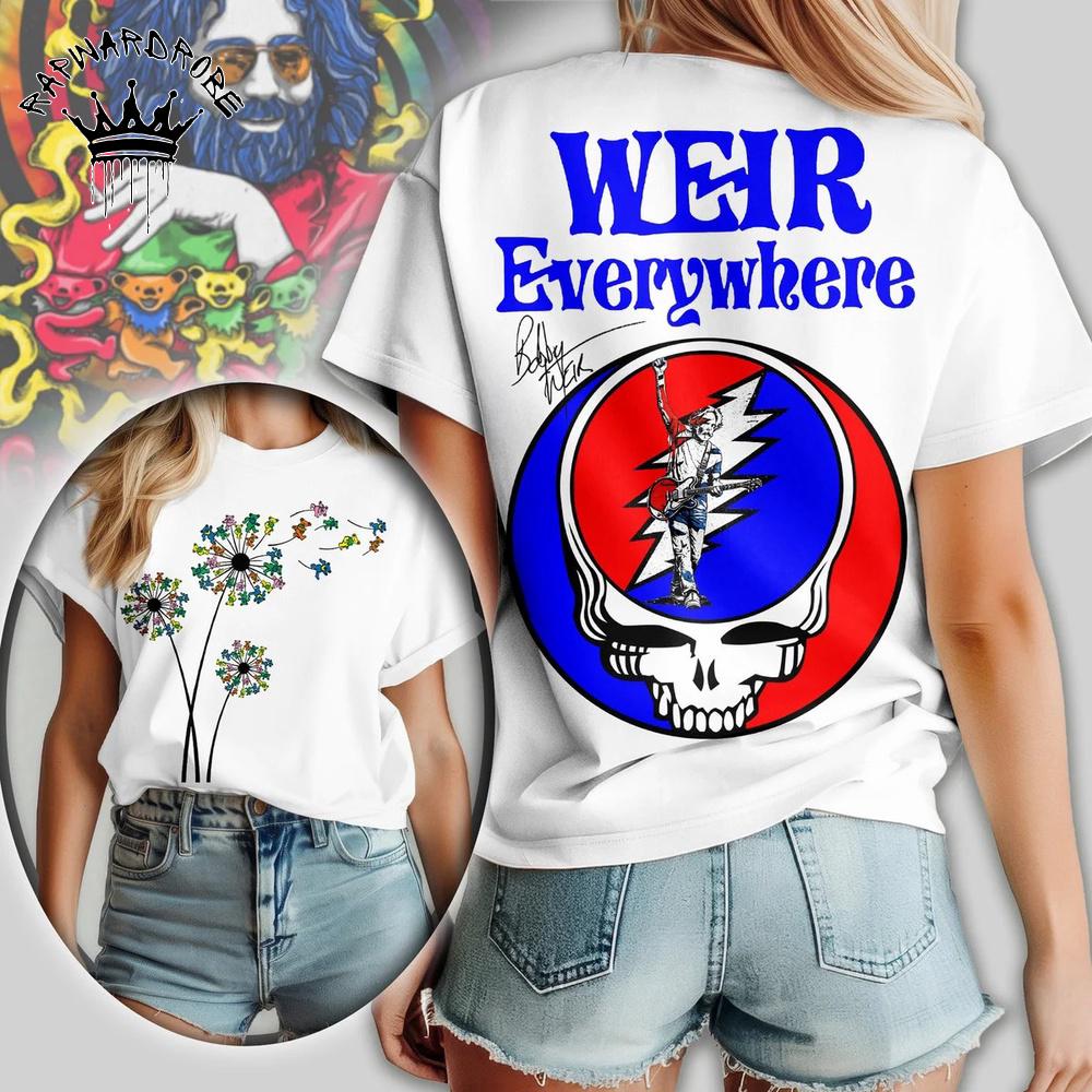 Grateful Dead Weir Everywhere Skull T-Shirt, Deadhead Music Fan Tee