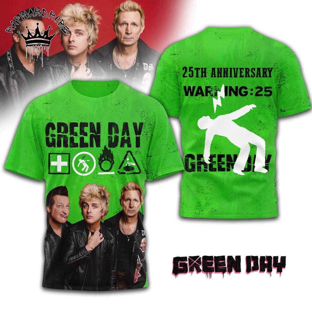 Green Day 25Th Anniversary Band Photo Graphic T-Shirt