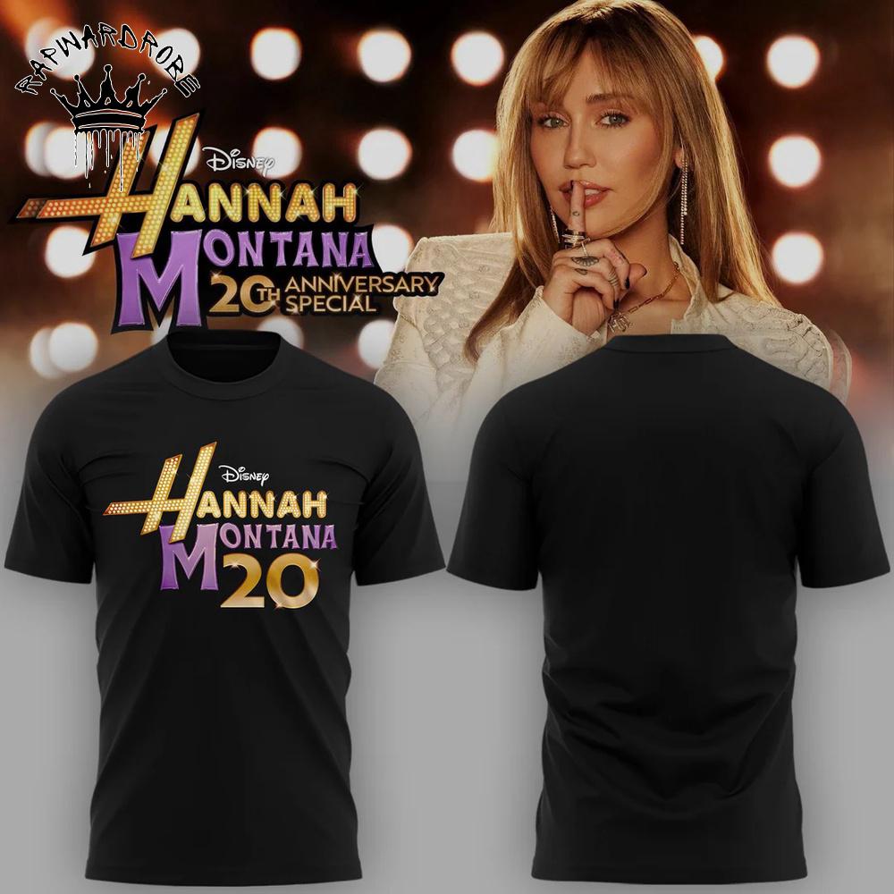 Hannah Montana 20th Anniversary Black Graphic T-Shirt Disney Fan Tee
