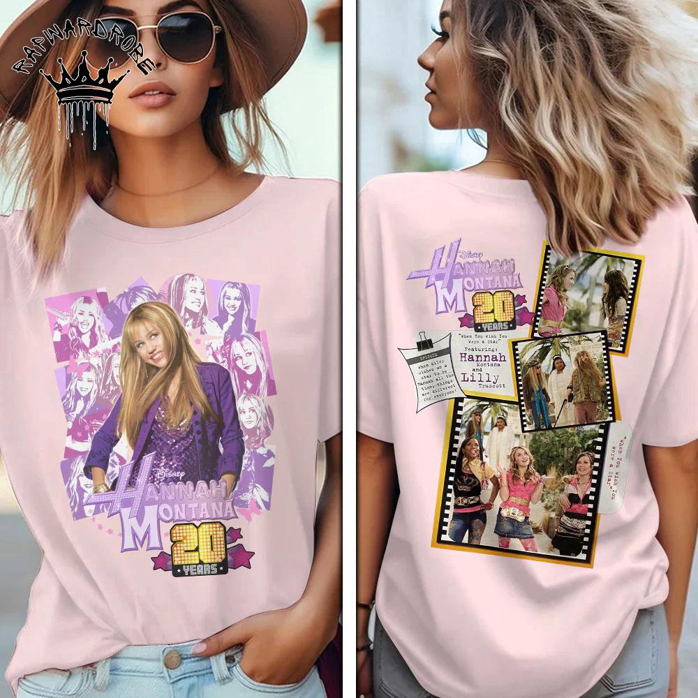 Hannah Montana 20th Anniversary Pink Graphic T-Shirt Miley Cyrus Disney Tee