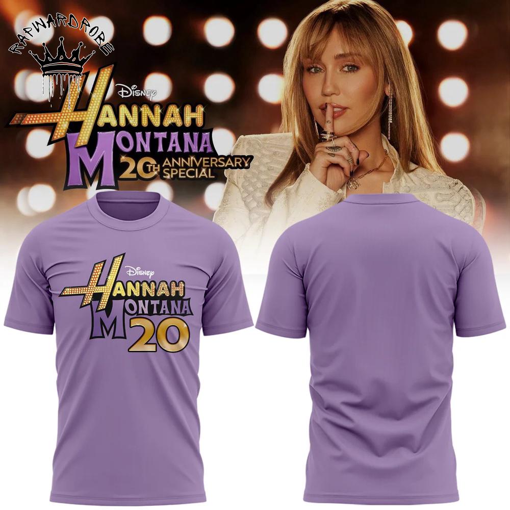 Hannah Montana 20th Anniversary Purple Graphic T-Shirt Miley Cyrus Tee