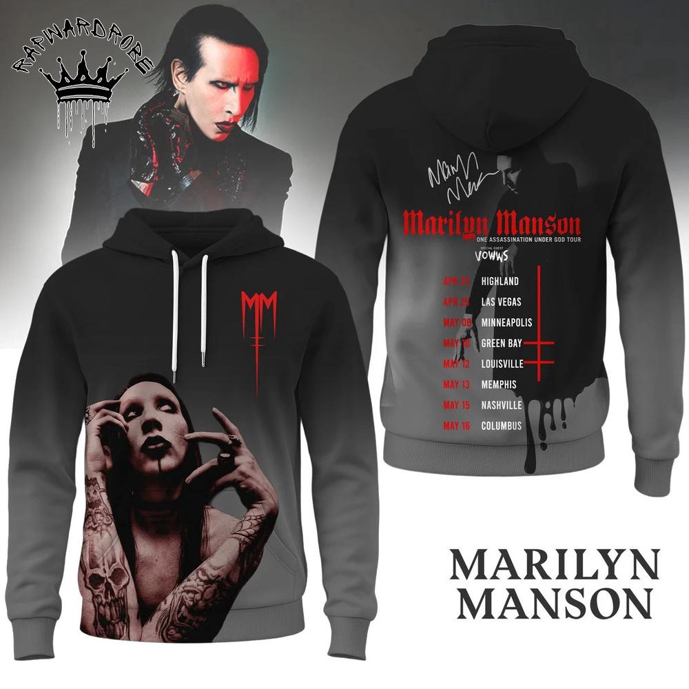 Marilyn Manson Gothic Portrait Tour Back Print Pullover Hoodie