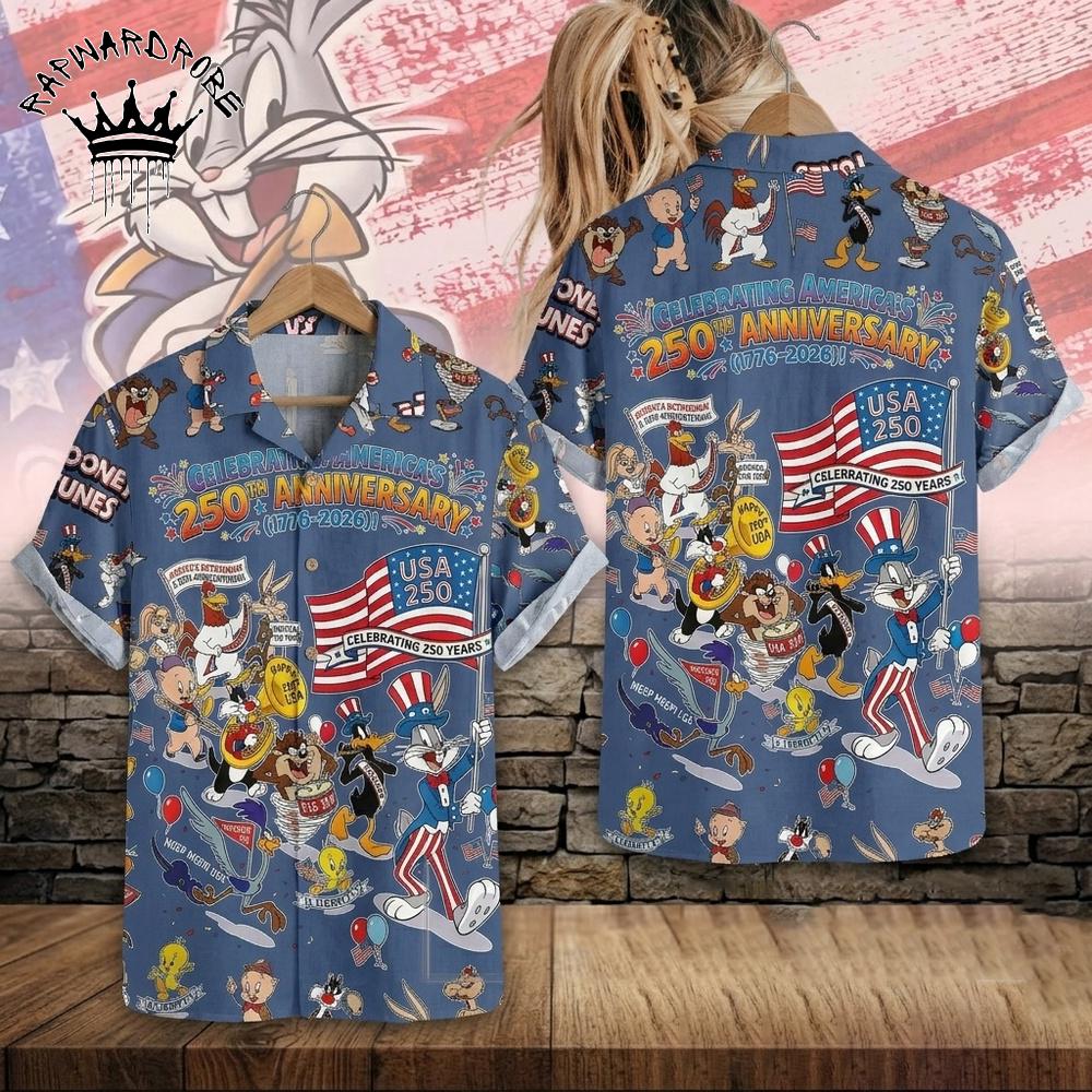 Patriotic Cartoon 250 Years Of Freedom American Flag Hawaiian Shirt USA Hawaiian Shirt