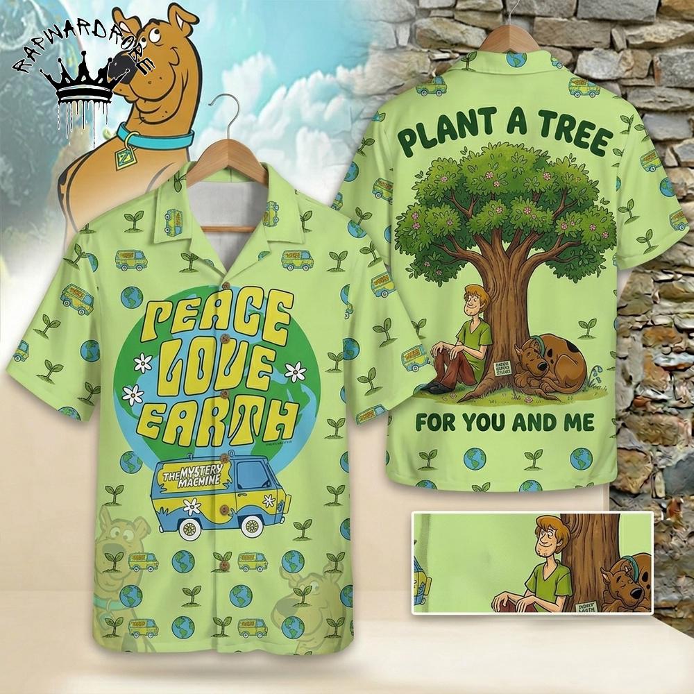 Peace Love Earth Plant A Tree Hawaiian Shirt, Scooby-Doo Aloha Shirt