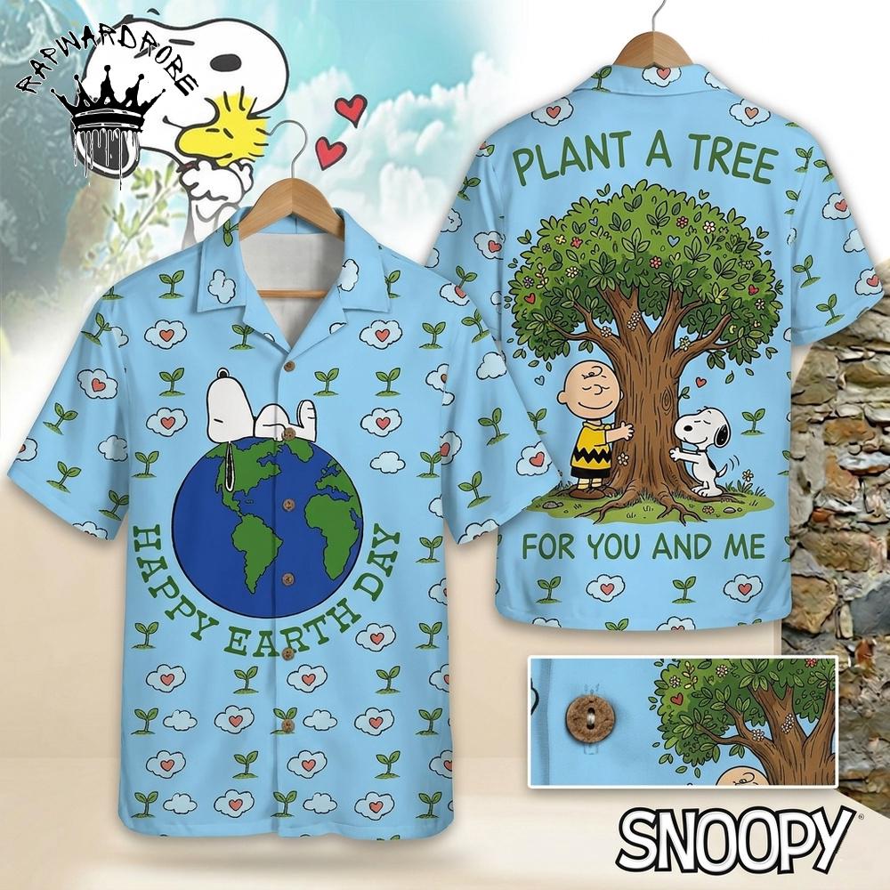 Snoopy Peanuts Plant A Tree Earth Day Hawaiian Shirt Cartoon Hawaiian Shirt
