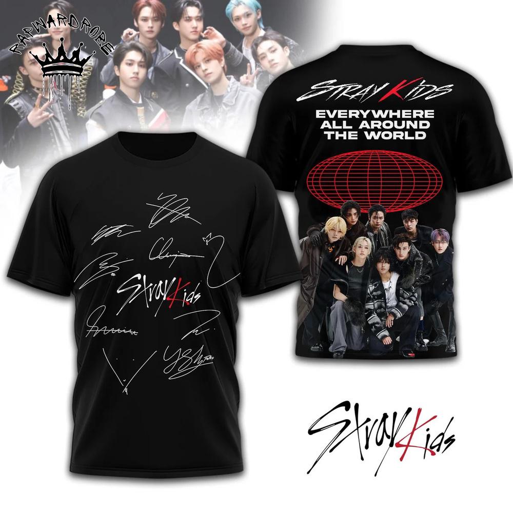Stray Kids Everywhere All Around The World Kpop Tour T-Shirt