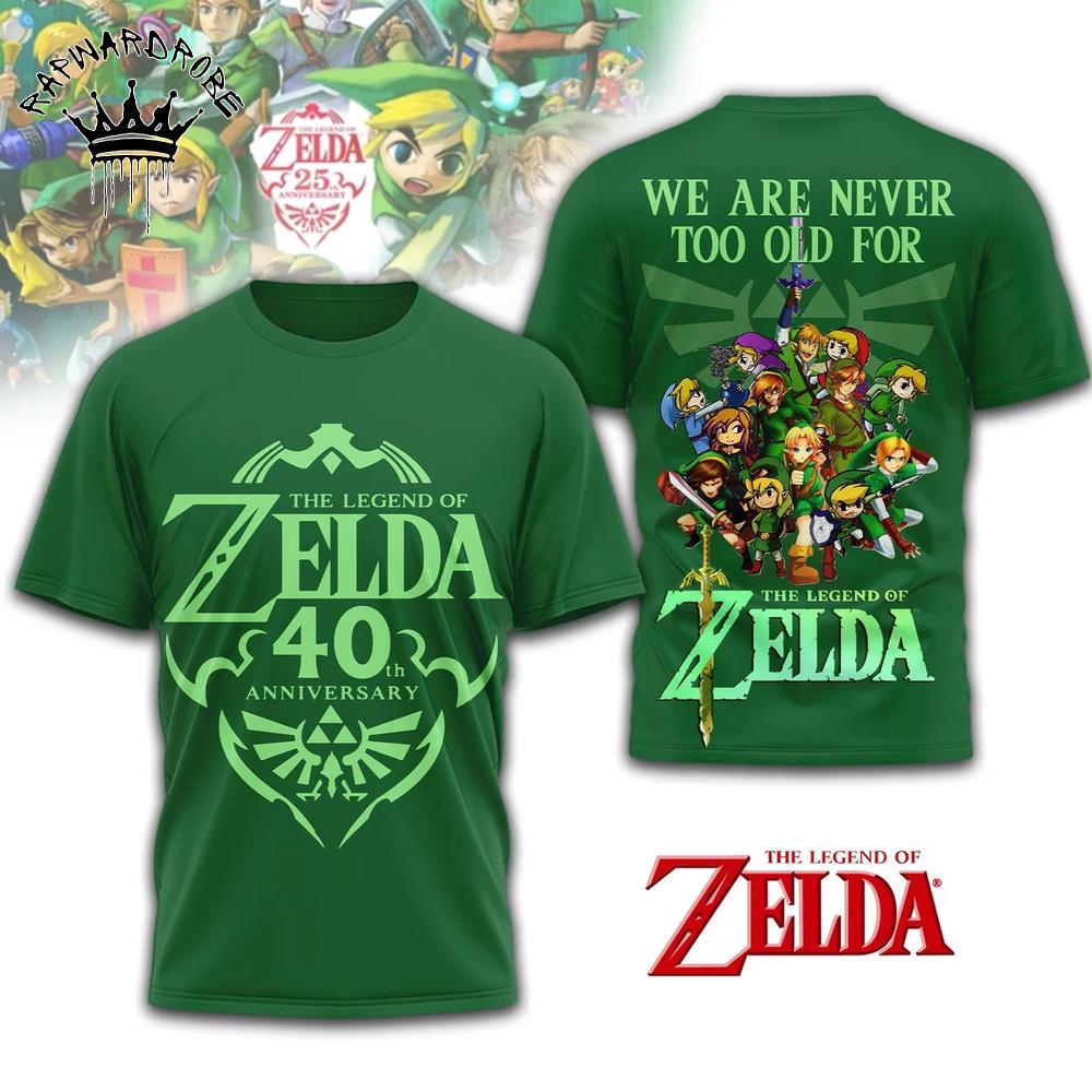 The Legend Of Zelda 40Th Anniversary T-Shirt, Classic Video Game Fan Tee