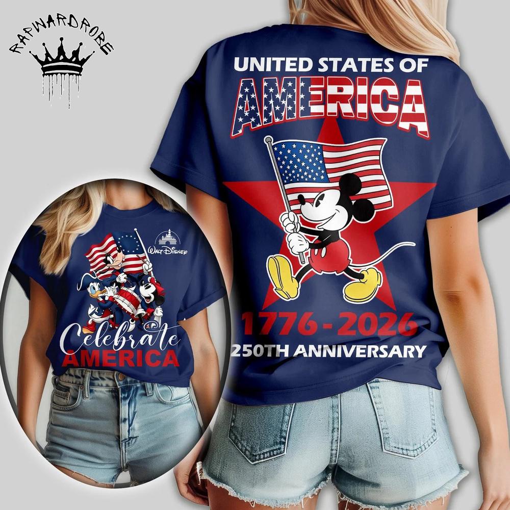 USA 250th Anniversary Mickey Mouse Patriotic Vintage Graphic T-Shirt