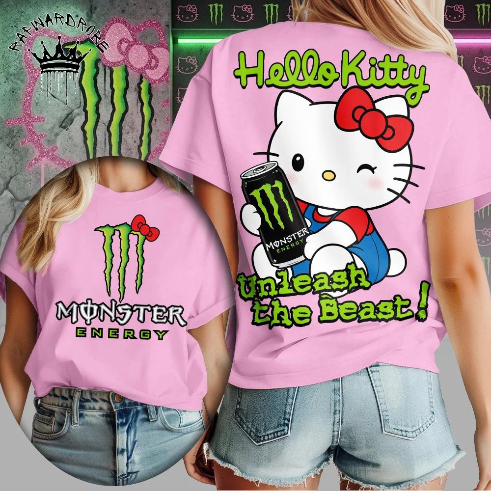 Hello Kitty Monster Energy Unleash The Beast Graphic T-Shirt