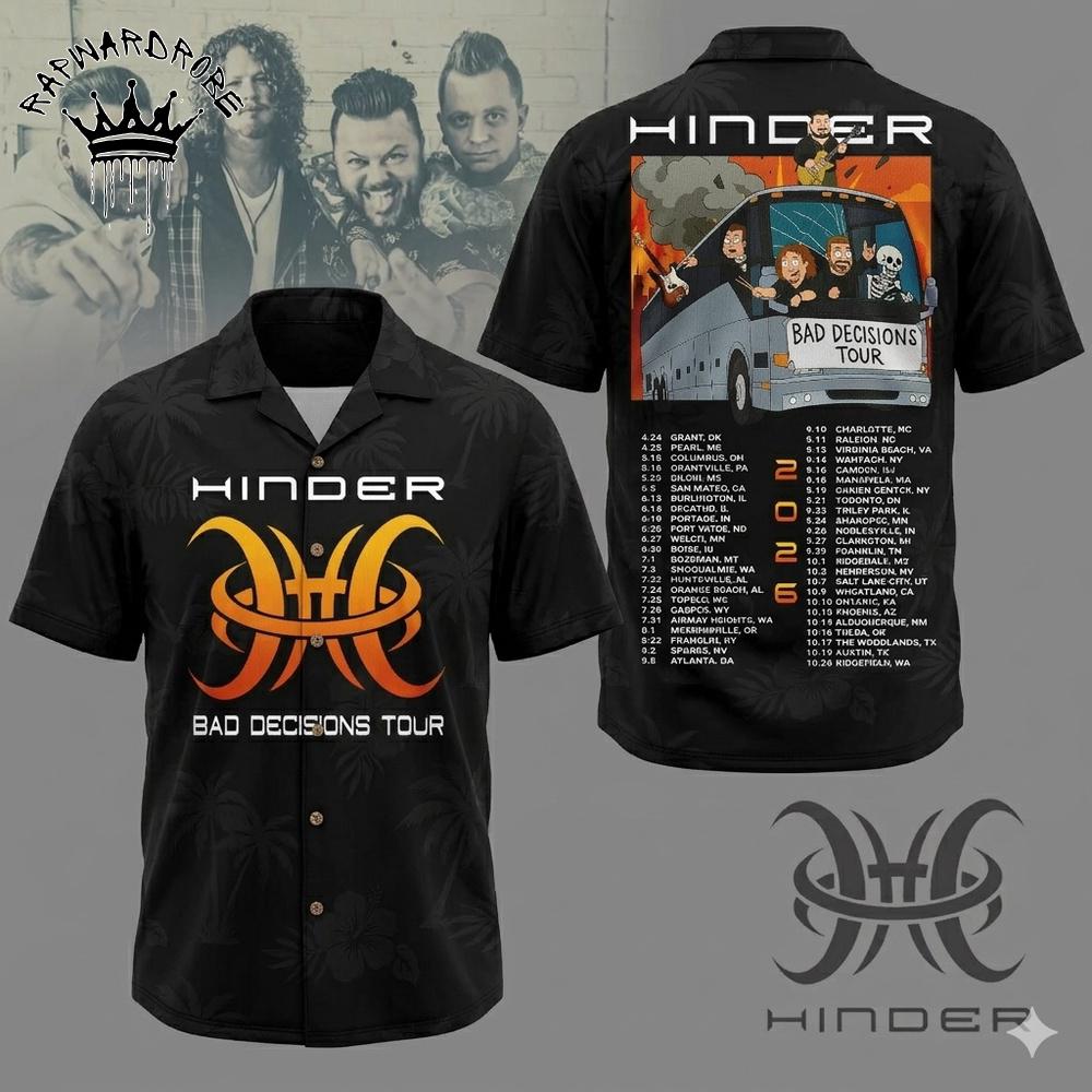 Hinder Band Tour 2026 Graphic Hawaiian Shirt
