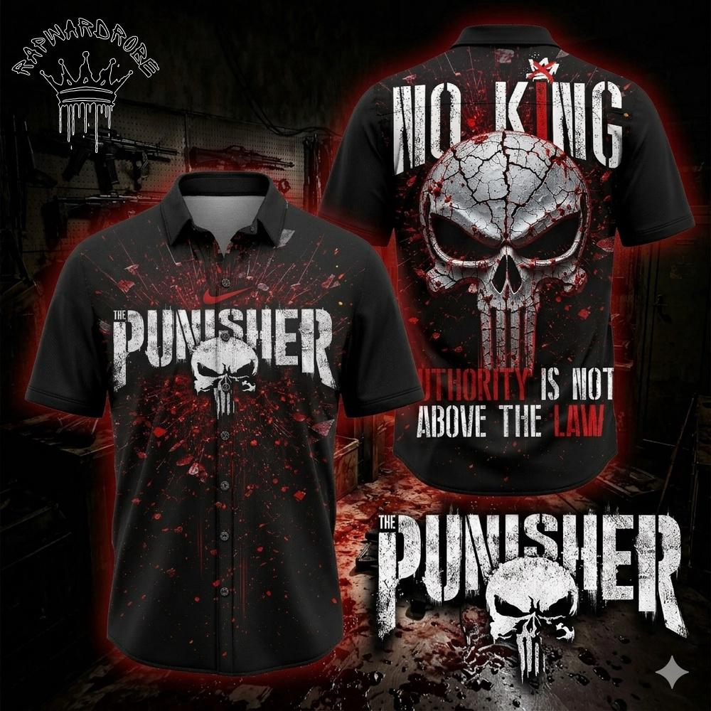 Marvel The Punisher No King Skull Graphic Hawaiian Shirt