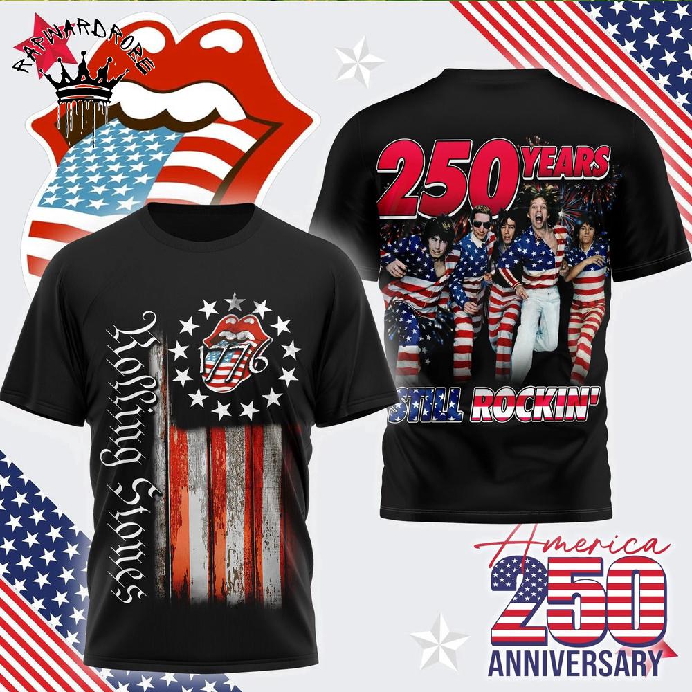 Rolling Stones 250 Years Anniversary American Flag Graphic T-Shirt