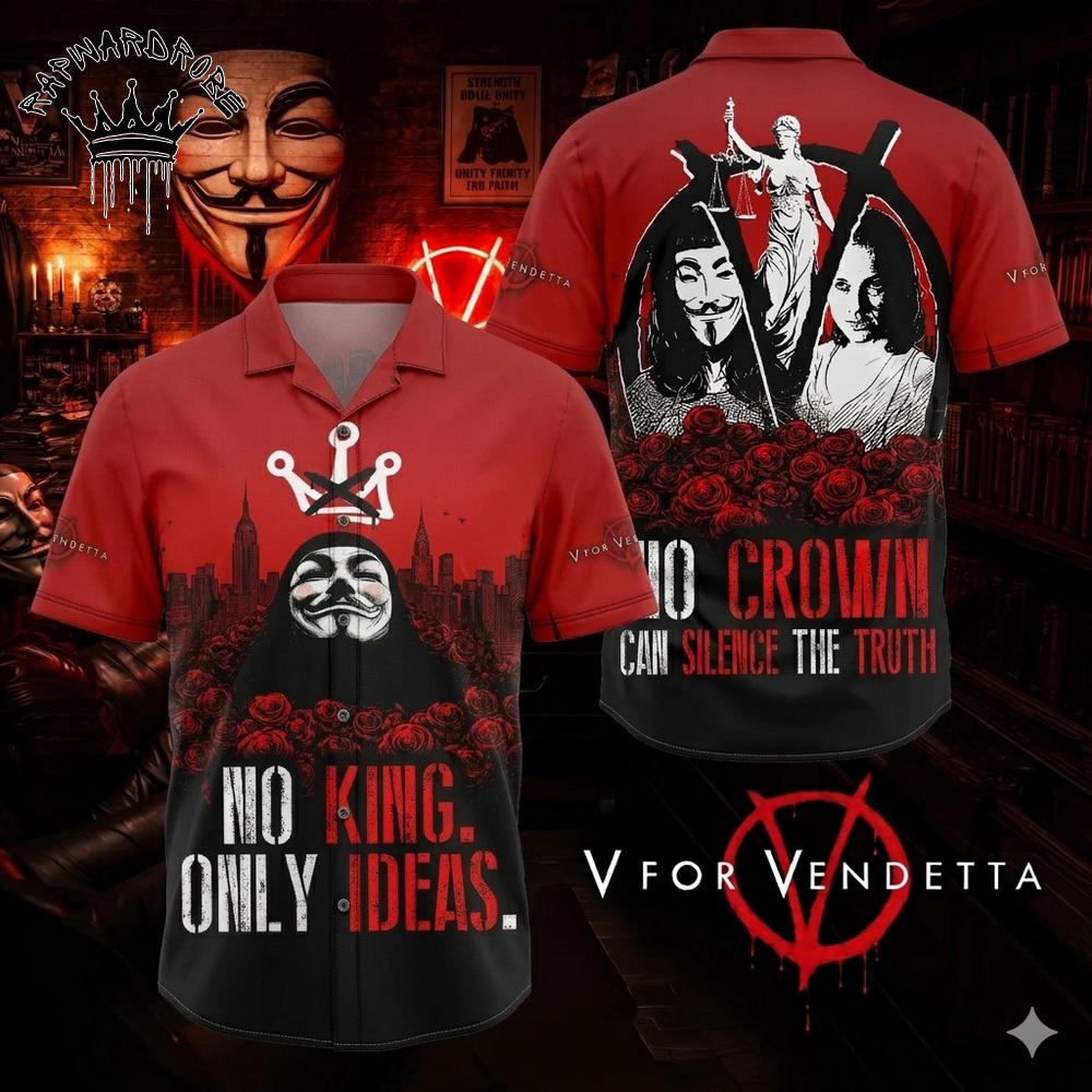 V For Vendetta No King Only Ideas Graphic Hawaiian Shirt